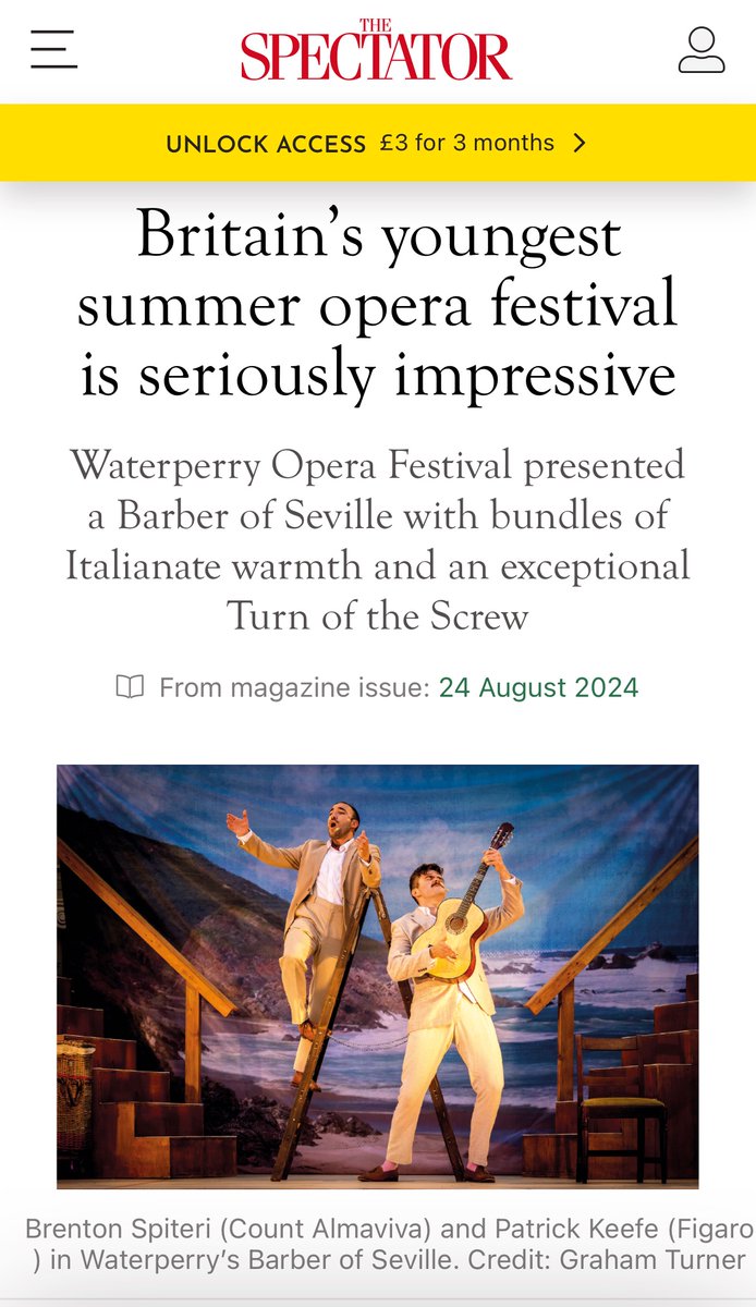 John Wilkie (@johnleowilkie) on Twitter photo Brilliant to see <a href="/WaterperryOpera/">Waterperry Opera Festival</a>’s epic efforts being acknowledged.
My experience of working there this season couldn’t really have been better - a joy to be invited to be one of the MANY involved.
spectator.co.uk/article/britai… Brilliant to see <a href="/WaterperryOpera/">Waterperry Opera Festival</a>’s epic efforts being acknowledged.
My experience of working there this season couldn’t really have been better - a joy to be invited to be one of the MANY involved.
spectator.co.uk/article/britai…