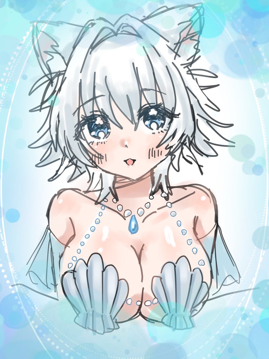 リクの珠にゃん貝殻ビキニ〜🪼🫧𓂃 𓈒𓂂𓏸
 #100カノファンアート