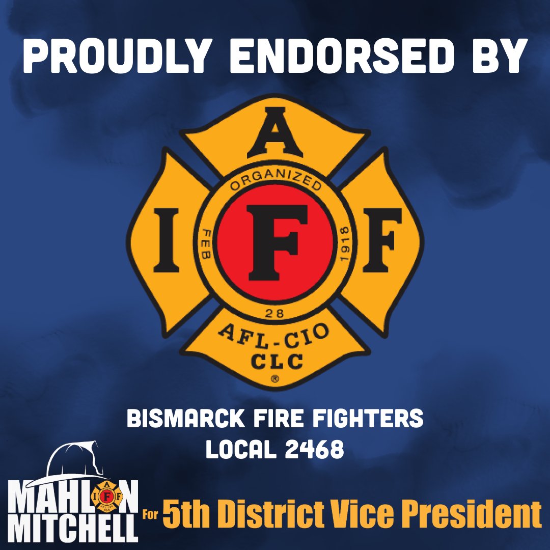 New from North Dakota! Honored to receive the support of Bismarck Fire Fighters Local 2468!