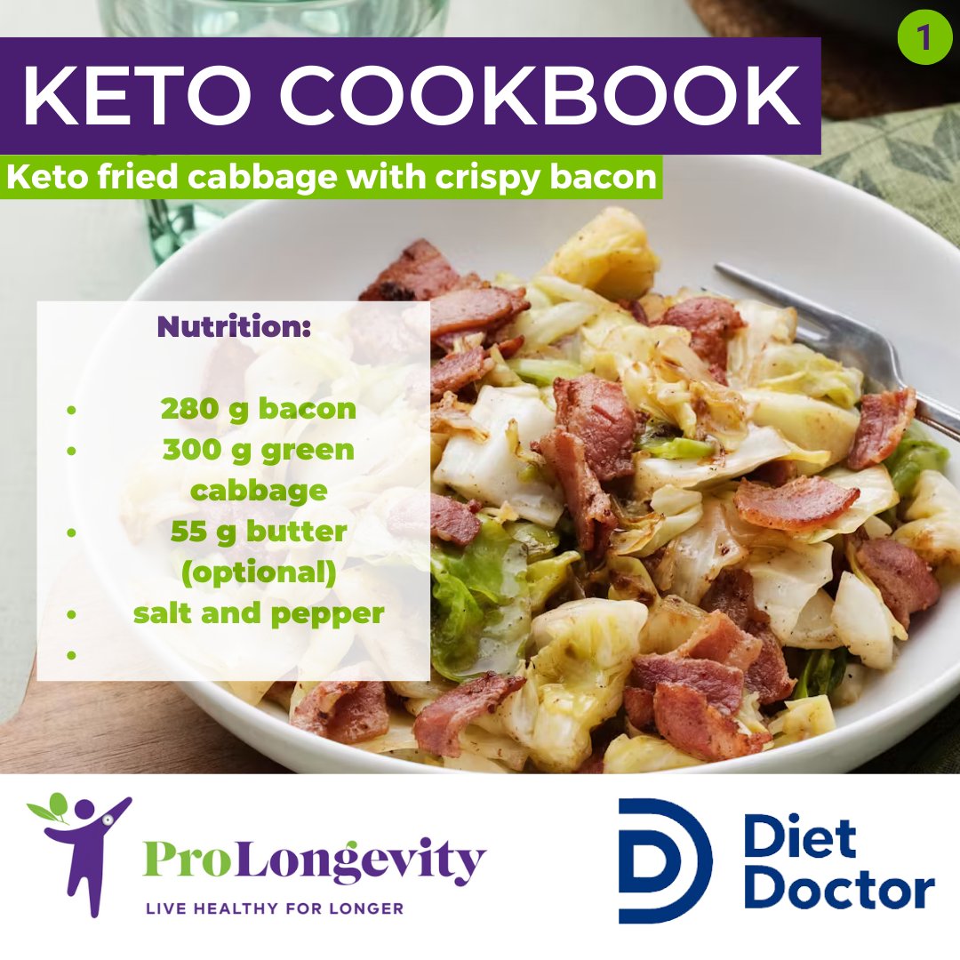 longevity_pro's tweet image. Keto-friendly Fried Cabbage and Crispy Bacon from Diet Doctor. Who knew bacon was so healthy? We did! For more health and nutrition advice: bit.ly/45baJfI #diet #keto #nutrition #health #ketogenic