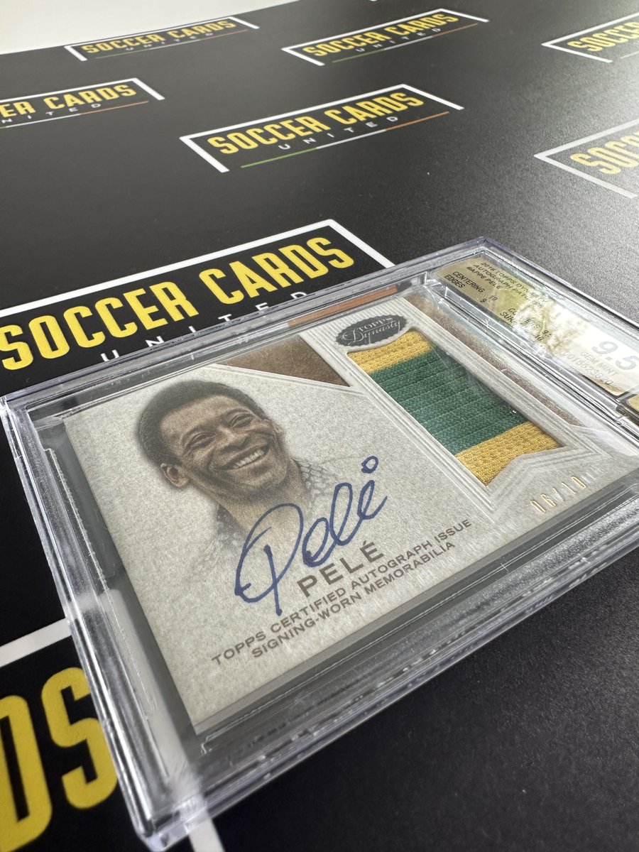 SoccerCardsUTD's tweet photo. One of the most exciting mail days in SCU history!

We have wanted a 2016 Topps Dynasty Pele since we saw them on the tables at our first National, and with all the Dynasty Soccer hype this week we finally took the plunge and won this card at auction 🇧🇷 🐐 https://t.co/6IpCeT4JQ5