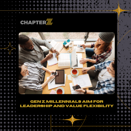 ChapterZ_Mag's tweet photo. New research shows that Gen Z and Millennials are eager to take on leadership roles, with 74% aspiring to lead business departments.Flexibility tops their workplace priorities, but they still value office spaces for team collaboration. #GenZ #Millennials #Leadership #FutureOfWork https://t.co/Yb2w7dDVlC