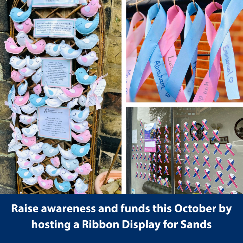 SandsUK's tweet photo. Remember every loved and much missed baby this October. Dedicate a ribbon in their name for Baby Loss Awareness Week by organising a Ribbon Display in your local area. 🎗️🗺️  

Register your interest now.