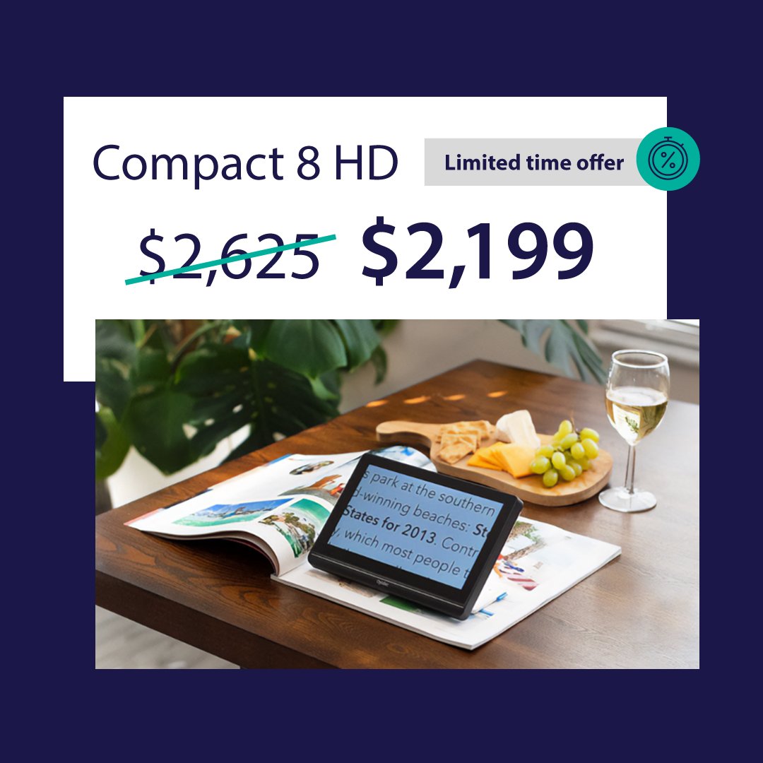 Are you struggling to read documents? The Compact 8 HD can magnify text in high-contrast colours and allow you to view objects from a short distance.

Find out more via the link >> quantumrlv.com.au/products/compa… 

#QuantumRLV #VisionImpairment #Compact8HD