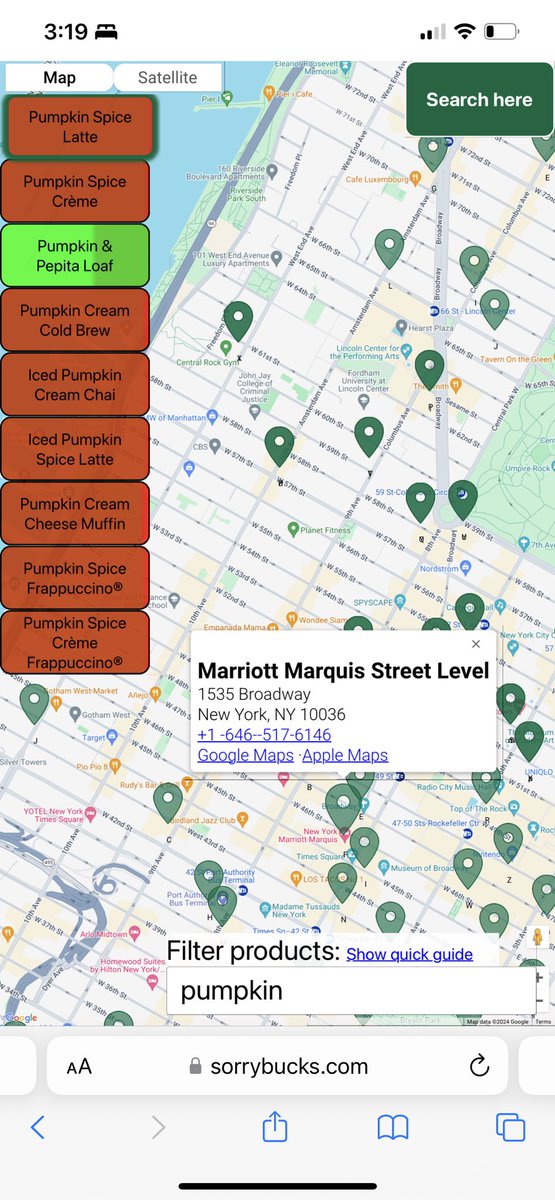 sorrybucks's tweet photo. Pumpkin Spice is everywhere! (Except for the Marriott Marquis.) https://t.co/XYW3MyAXky https://t.co/i1u8t00AZu
