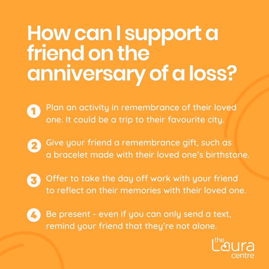 The anniversary of a death can stir complex emotions, such as anxiety or helplessness. 

That's why, when someone close to you has lost someone they love, it's important to show your support. 👇

Below, we've shared some of the ways  you can help your friend navigate their grief.