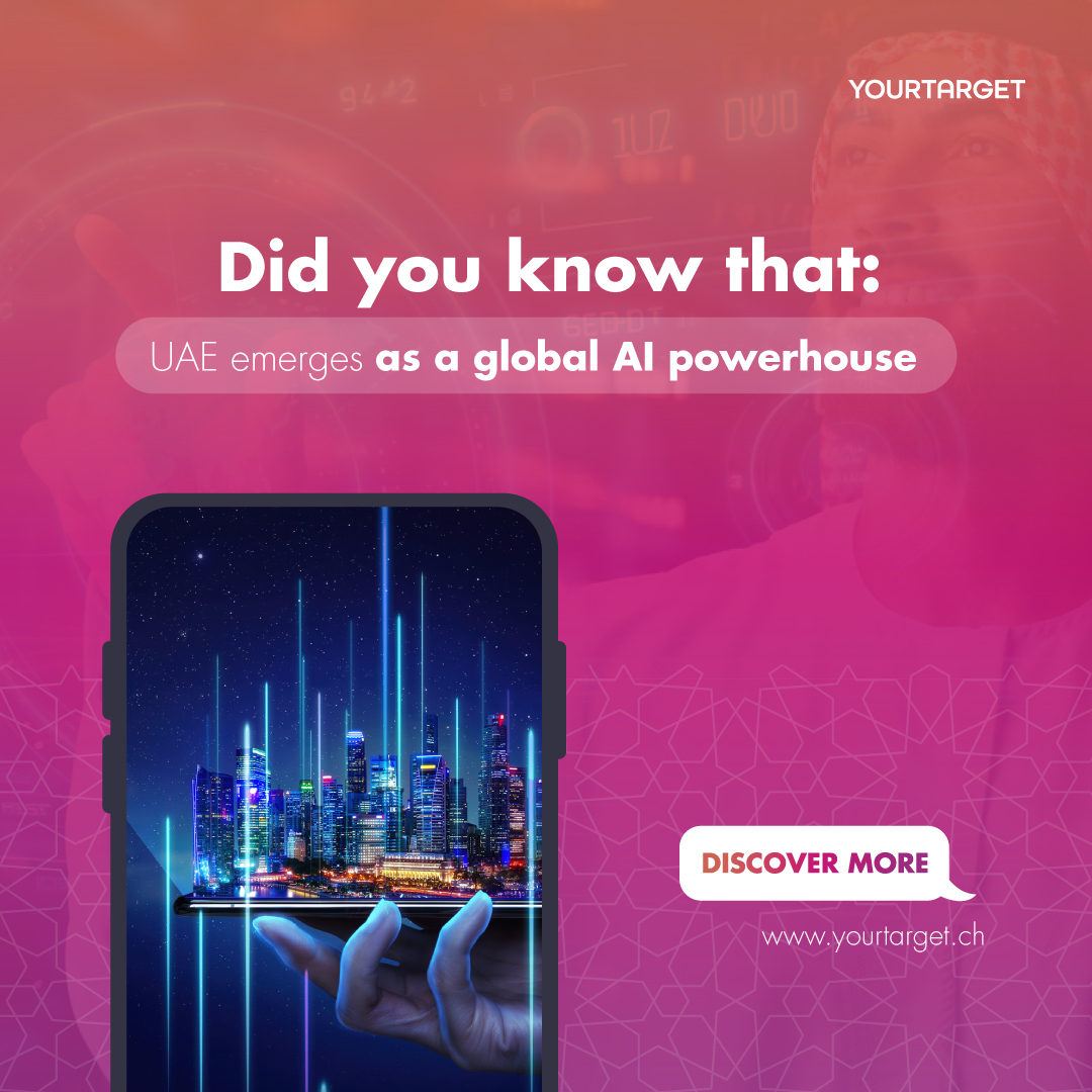 YourTarget5's tweet photo. The #UAE is becoming a leading force in the #AI: 
- The government has invested heavily in AI R&amp;D
- The UAE's National AI Strategy 2031 aims to position the country as a global leader 
- Initiatives like Smart Dubai leverage AI to enhance urban living and drive #sustainability. https://t.co/2b6XmLyxR6