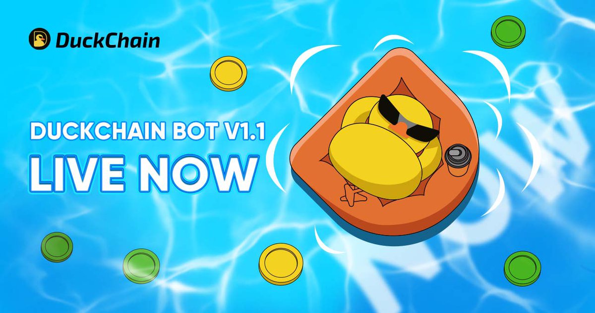 DuckChain Bot V1.1 is officially LIVE! 🎉

Explore the new quest feature, rack up sweet QUACK rewards, and upgrade your level! 💰

Start quacking and stacking now! 🦆
👉t.me/DuckChain_bot

#DuckChain #TON #QUACK