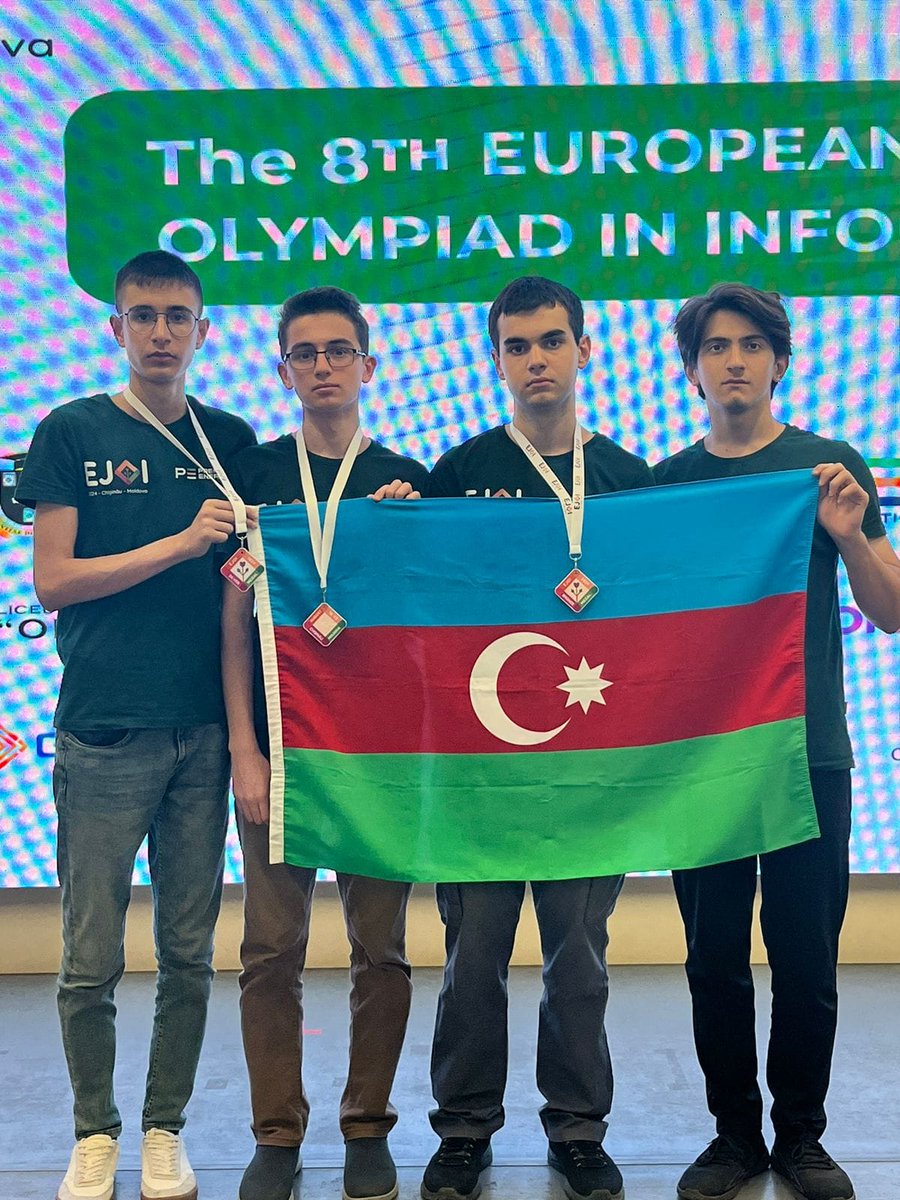 EminAmrullayev's tweet photo. 14–22 avqust tarixlərində Moldova Respublikasının paytaxtı Kişinyov şəhərində keçirilmiş Yeniyetmələrin Avropa İnformatika Olimpiadasında (EJOI 2024) məktəblilərimiz 1 gümüş və 2 bürünc medal qazanıblar. Şagirdlərimizi təbrik edir, onlara növbəti müsabiqələrdə uğurlar arzulayıram.