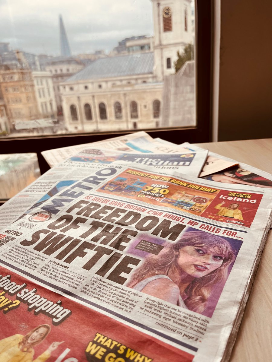 Calls for pop legend <a href="/taylorswift13/">Taylor Swift</a> to be awarded the Freedom of the City of London for boosting the capital's economy makes the front page of <a href="/MetroUK/">Metro</a> 

One of our proudest and most ancient traditions, the Freedom of the City of London can be awarded by the City of London