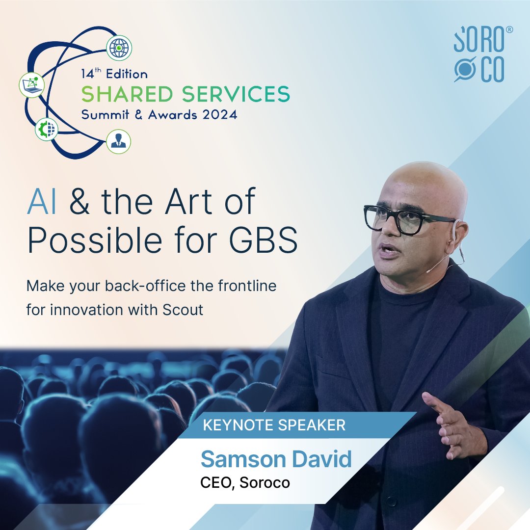 Our CEO, Samson David, will take the stage at the 14th Shared Services Summit in Hyderabad on Aug 29th.
Catch his keynote on "AI and the Art of Possible for GBS," exploring the impact of visibility on success in Global Business Services.
#AI #GBS #SharedServices