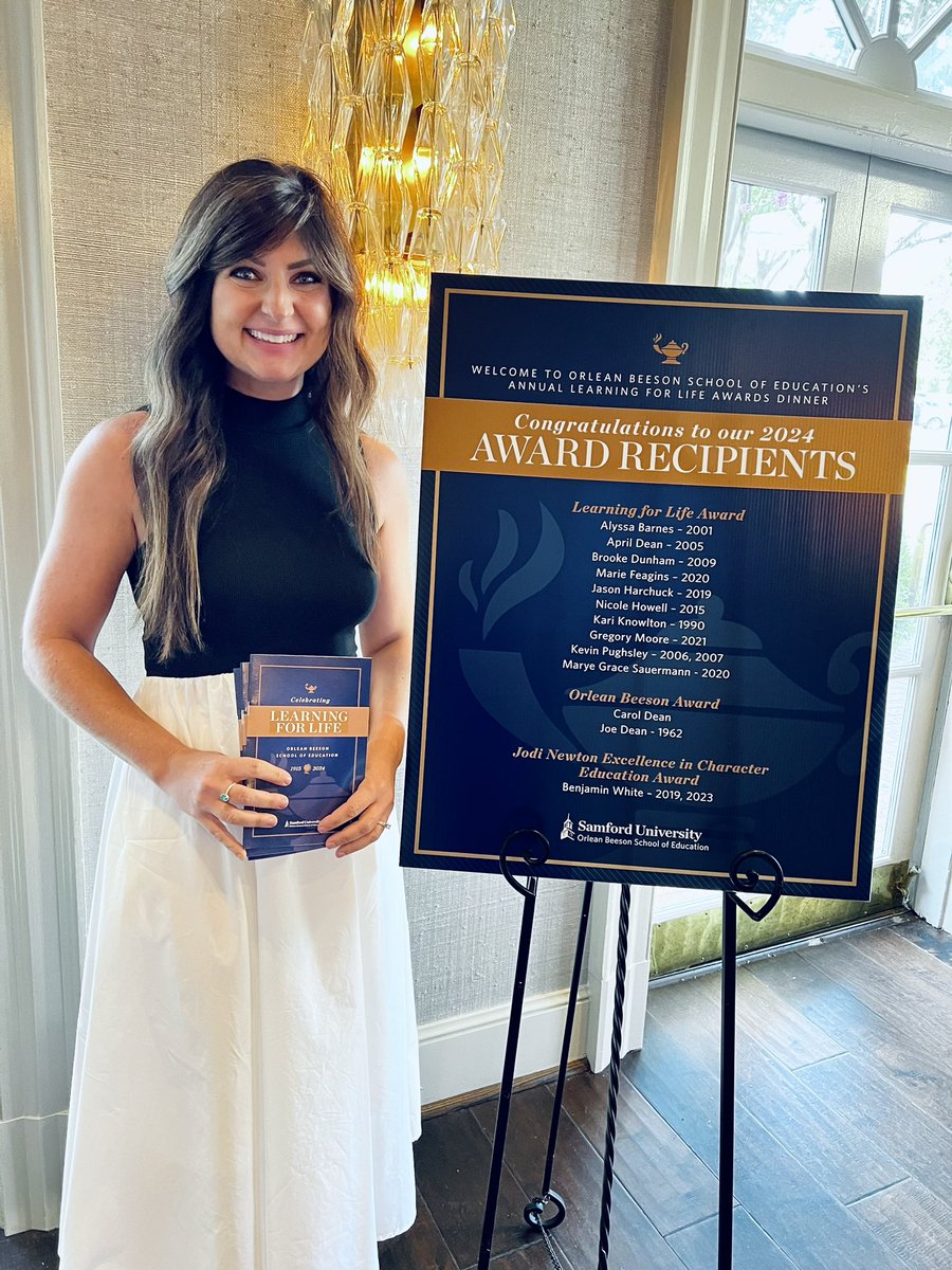 It’s such an honor to receive a Learning for Life Award from Samford’s Orlean Beeson School of Education.  Thank you <a href="/SamfordEd/">Samford Orlean Beeson School of Education</a> for such a wonderful and inspiring evening.  Go Bulldogs!
