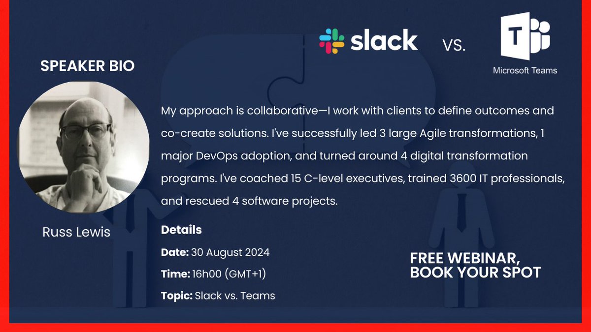 Meet Russ Lewis, one of our guest speakers for our webinar on Slack vs Teams. 

Book your spot: live.zoho.com/Fm8QLVLq7d

#webinar #freewebinar #free #slack #Teams #collaborationtools #tools #discussion #Digitaltransformation #valuuai