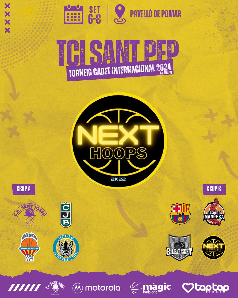 🚨 EQUIPS PARTICIPANTS TCI SANT PEP 2024 🚨

El NEXT HOOPS, actual campió del TCI de l'edició passada, torna per defensar el seu títol, aquest cop amb un combinat internacional de primer nivell.
1/2