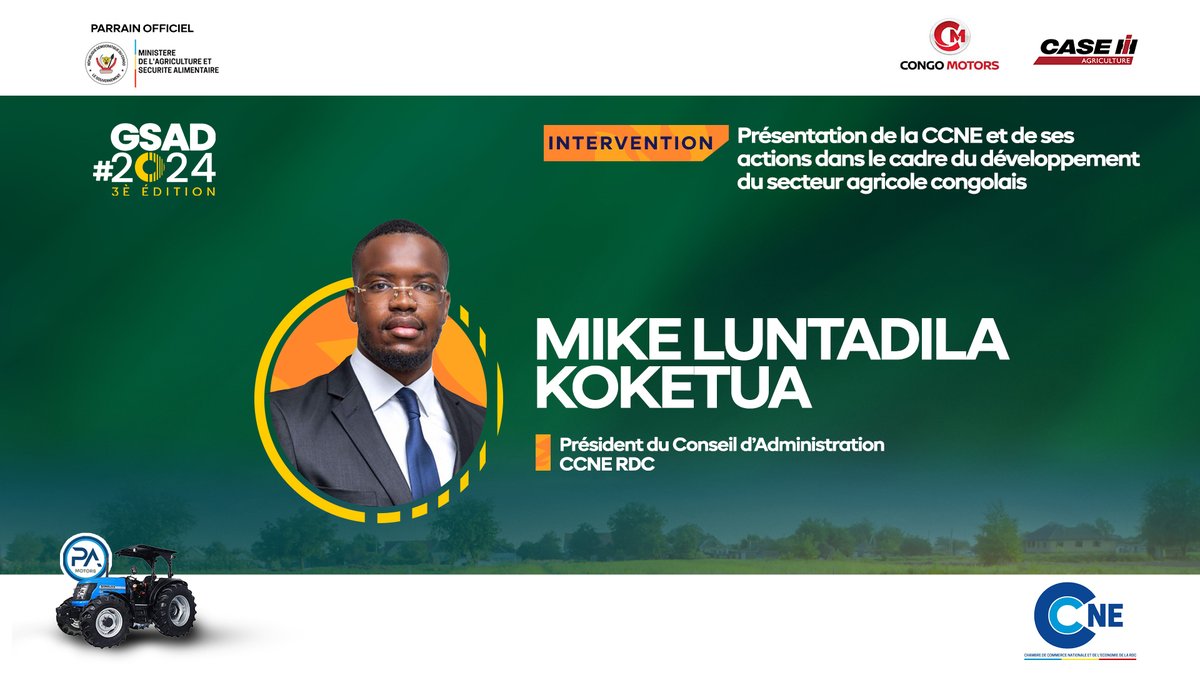 C'était aujourd'hui au #GSAD2024 avec Monsieur Mike LUNTADILA KOKETUA, PCA de la CCNE !

#GSAD2024 #Agriculture #Business