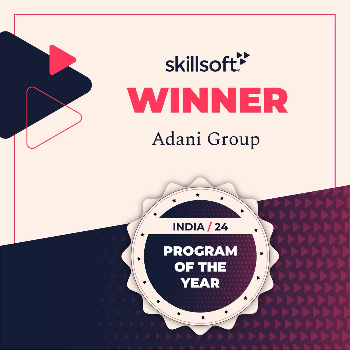 SkillsoftIndia's tweet image. Kudos to @AdaniOnline for winning "Program of the Year" at @Skillsoft Perspectives 2024 – India!
Your dedication to innovation and excellence in talent development sets a new industry benchmark.
#Leadership #Innovation #Learning
@PeopleMatters2