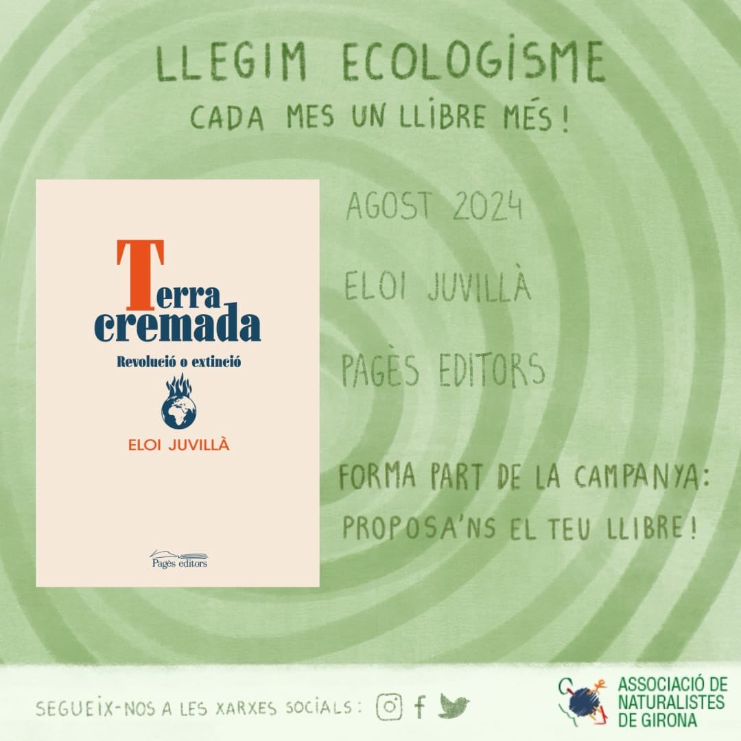 somnatus's tweet photo. LLEGIM ECOLOGISME!

📗 Terra cremada: revolució o extinció.

✍ Eloi Juvillà

➡️ Desplaceu la imatge per llegir-ne la sinopsi.

Recordeu que també podeu demanar aquest llibre a la biblioteca.

Seguim llegint, cada mes un llibre més! 🗓 📚 ➕

#LlegimEcologisme
#SomNatus https://t.co/mXj6LApzrn