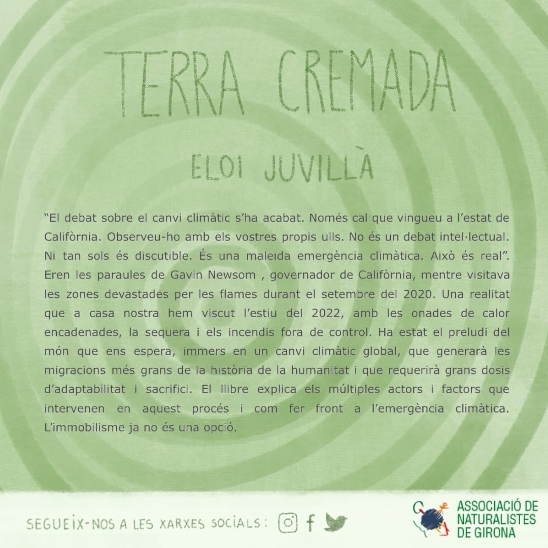 LLEGIM ECOLOGISME!

📗 Terra cremada: revolució o extinció.

✍ Eloi Juvillà

➡️ Desplaceu la imatge per llegir-ne la sinopsi.

Recordeu que també podeu demanar aquest llibre a la biblioteca.

Seguim llegint, cada mes un llibre més! 🗓 📚 ➕

#LlegimEcologisme
#SomNatus