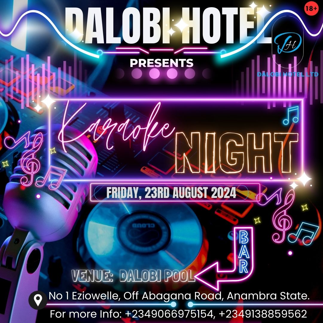 DalobiHotel's tweet photo. Music speaks louder than words, come to dalobi on Friday, 23rd August 2024 for our karaoke night and sing your heart out, one song at a time, lost in the music, found in the lyrics.
#karaoke #dalobihotel #dalobi https://t.co/6HZVTTPvtJ
