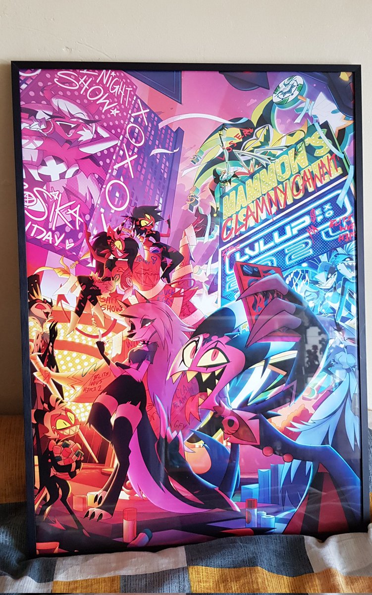 AdamClowery's tweet image. New Helluva Boss print acquired and framed! #HelluvaBoss #SharkRobot