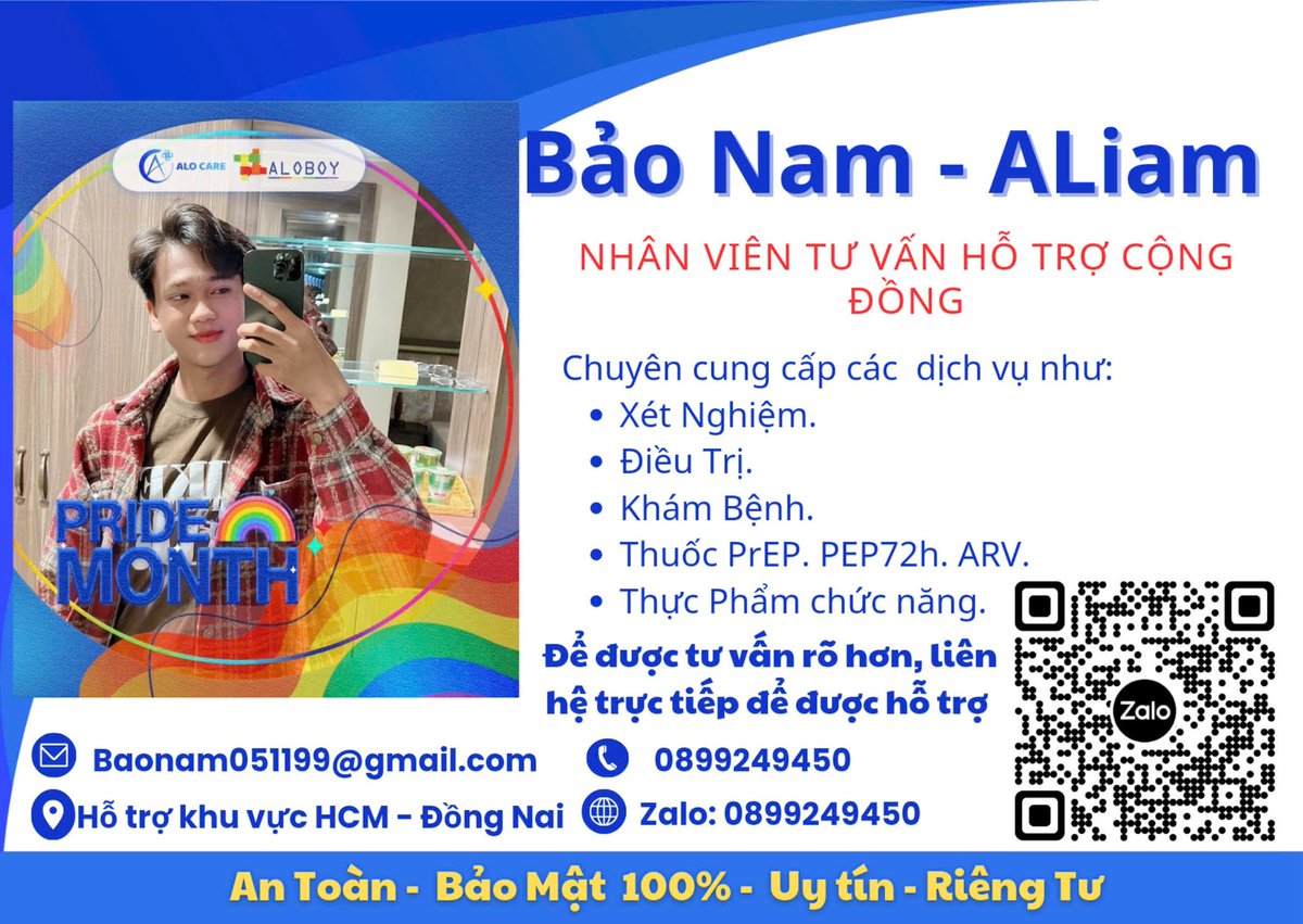 Bạn nào muốn xét nghiệm HIV, lấy Prep thì liên hệ bạn này nhé….!!!!! Cũng như tư vấn mọi người luôn