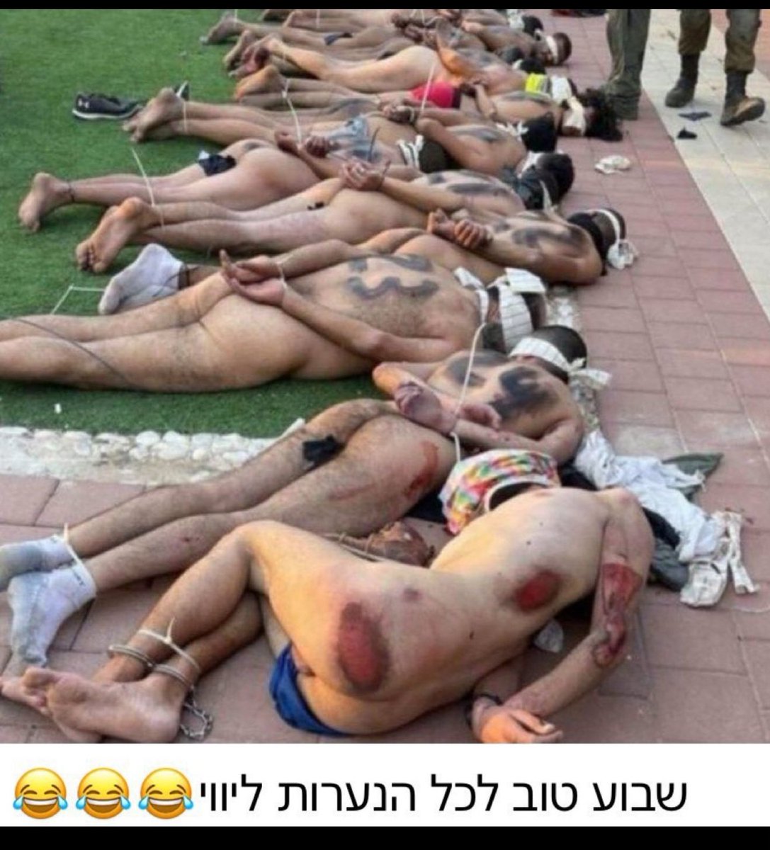 ArtaAzel's tweet photo. @streetwize Good people don't kidnap fathers , sons &amp; brothers &amp; rape them on camera &amp; do this to them. 
 Israel is a terrorist frankist paedophile refuge and apartheid occupation. 
#savetheworldfromisrael https://t.co/7SdaWahwca