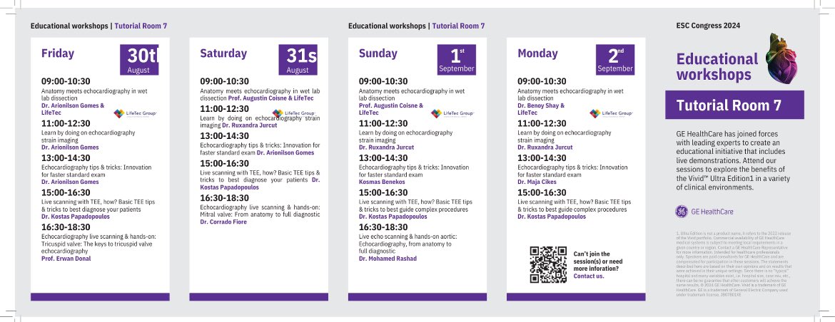 🚀 Elevate Your Echocardiography Skills at ESC Congress in London! 🚀

Join GE Healthcare tutorial room for exclusive training sessions designed to sharpen your expertise in echocardiography. Led by top experts, our sessions offer hands-on experience with the latest tools.