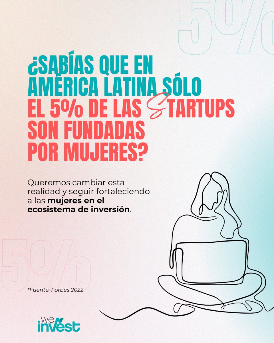 ¿Sabías que en América Latina solo el 5% de las startups son fundadas por mujeres? 

Estamos decididas a cambiar esta realidad. Queremos seguir fortaleciendo a las mujeres en el ecosistema de inversión, creando un futuro más equitativo.

Convertite en #WeInvester hoy!
