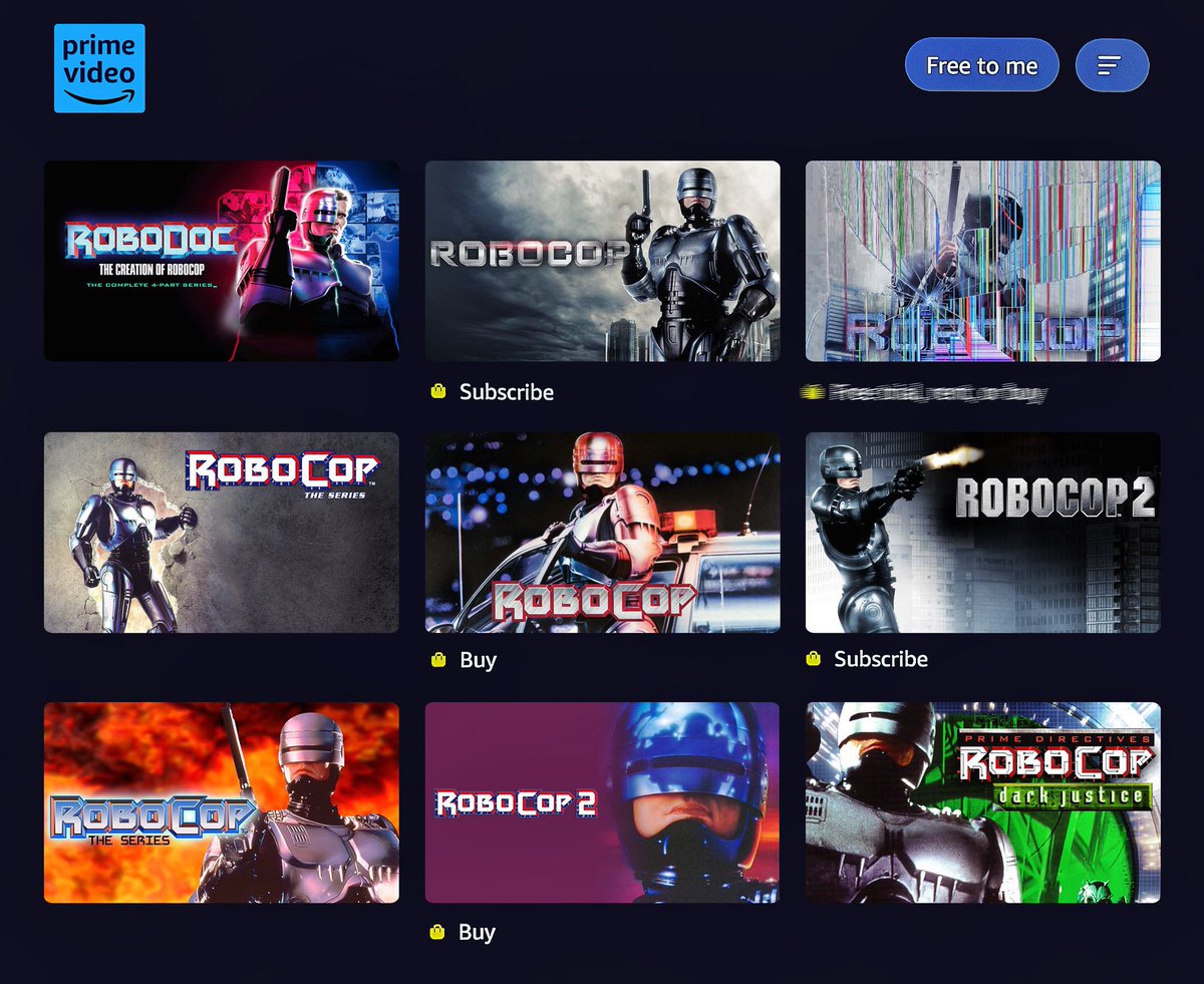 ROBODOC: The Creation of #RoboCop
is included with PRIME.

Look at that for a lineup! 🦾