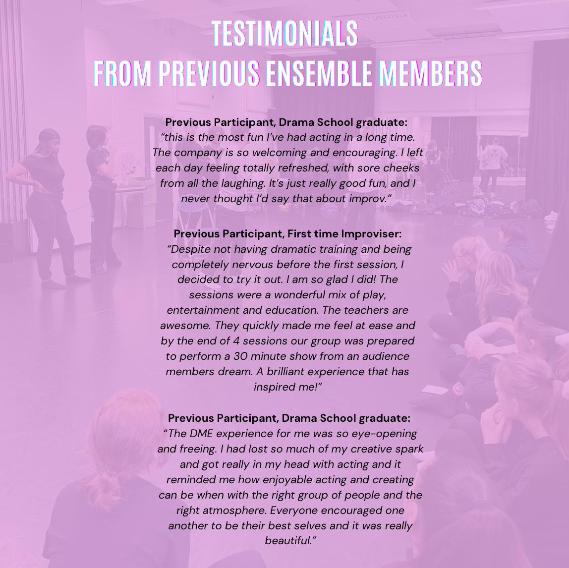 ✨Our Long Form Improv Ensemble is Back!

🥳Come learn the wonders of long-form and have the opportunity to perform it too!

✏️More details &amp; sign up here
docs.google.com/forms/d/e/1FAI…