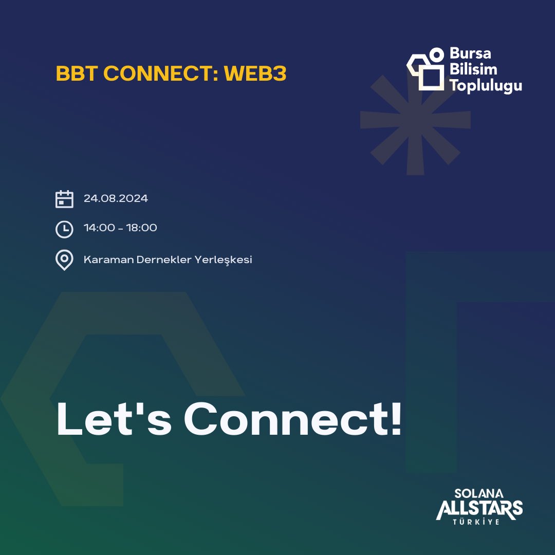 bilisim_bursa's tweet photo. Herkese merhaba ☀️ 
24 Ağustos 14:00’da WEB3 ekosistemi hakkında keyifli bir etkinlik bizi bekliyor. 🙌 https://t.co/e0jTxoTLVa