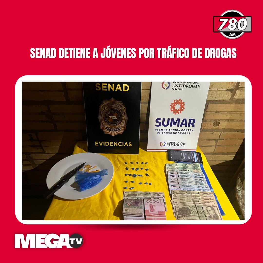 OPERATIVO SUMAR | 

➡️La Senad detuvo a dos jóvenes en Misiones de 21 y 25 años.  Ambos vendían dosis de crack a sus pares de varios barrios de dicha localidad.

#780AM <a href="/Megatv_py/">MEGA TV</a>