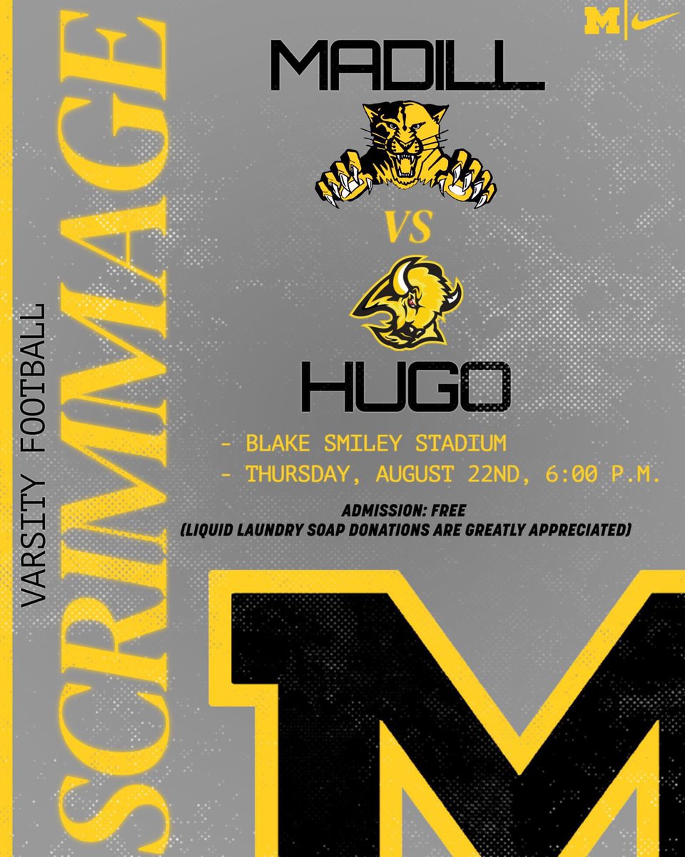Today! Varsity scrimmage. 6PM at Blake Smiley Stadium. 

Admission is free, but we are asking for donations of liquid laundry soap.