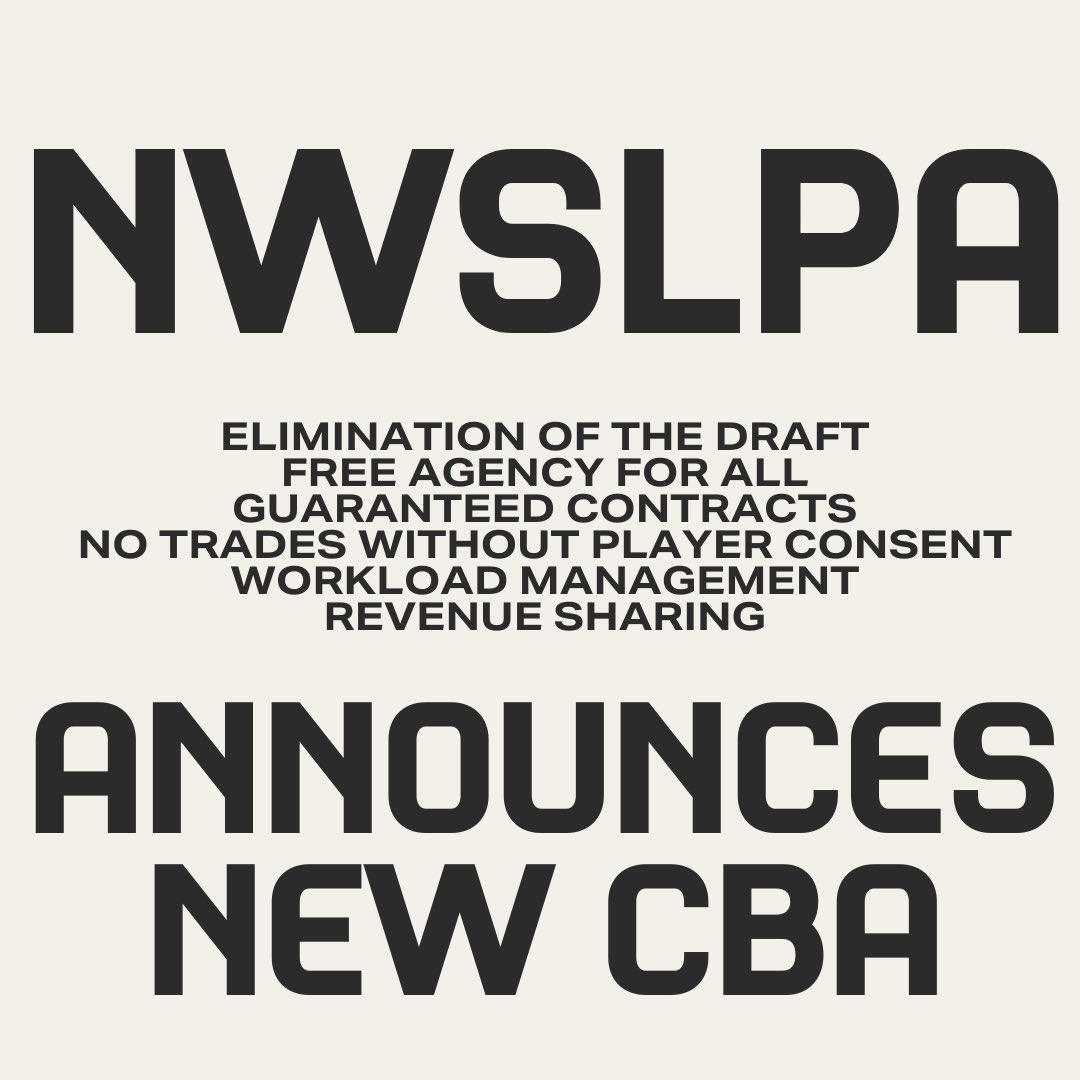 nwsl_players's tweet image. Some said a CBA like this would never happen. #WeSaidNow. The Players just secured freedom over their careers and made history as the first American major pro sport to eliminate the draft.
Player freedom secured. Read more about our new CBA via link in bio. #wesaidnow