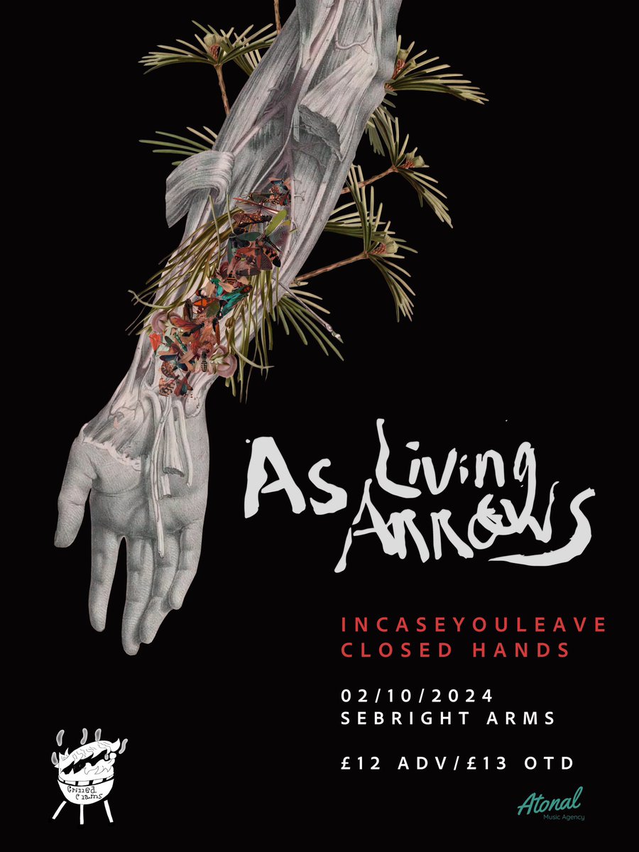 incaseyouleave's tweet photo. We’re excited to announce we will be playing @aslivingarrows’ “Hope and Ruin” album release show at the Sebright Arms, London on Wednesday 2nd October with Closed Hands.
It’s the 1st @GrilledClamsPro show
The ticket link is in our bio 🔗
#screamo #skramz #ukemo #posthardcore https://t.co/AkQqDq5xcu