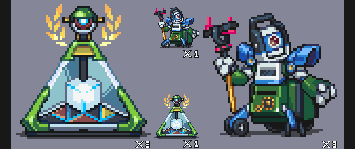 kozimoko's tweet photo. ピタゴラスロボと伊能ロボ
#ドット絵 #pixelart https://t.co/qc1IqHe233