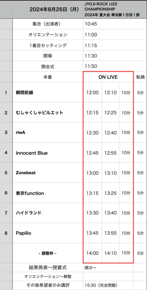 【‼️準決勝にでます‼️】

8️⃣月2️⃣6️⃣日
JYOJI-ROCK 準決勝1️⃣日目 第1️⃣部に‼️
出演致しますーーー‼️

瞬間前線はトッパーです👊🏻
ぜったいぜったい1番最初から見に来てください🔥🔥

取り置きは当アカウントまたは、各メンバーDMにて‼️