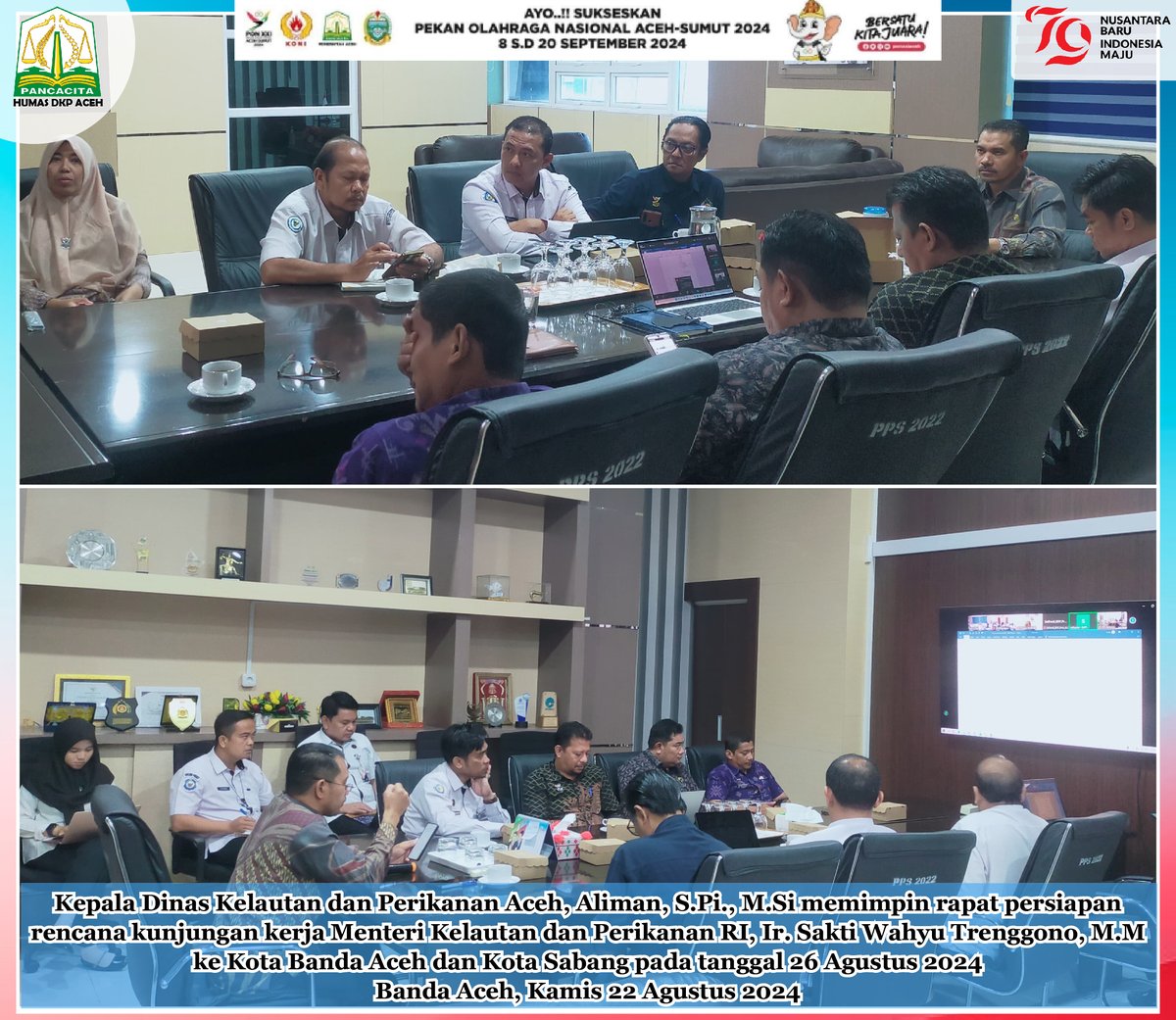 DkpAceh's tweet photo. Ka. DKP Aceh, Aliman, S.Pi., https://t.co/ayo1q7ZgQr memimpin rapat persiapan rencana kunjungan kerja Menteri Kelautan dan Perikanan RI, Ir. Sakti Wahyu Trenggono, M.M ke Kota Banda Aceh dan Kota Sabang pada tanggal 26 Agustus 2024
#kadisdkpaceh #alimankadisdkpaceh #dkpaceh https://t.co/Qadla0yJxc