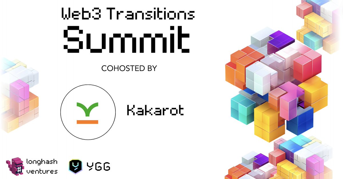 Thrilled to announce that <a href="/KakarotZkEvm/">Kakarot ZK-EVM</a> will be joining us as a cohost for the Web3 Transitions Summit with <a href="/LongHashVC/">LongHash Ventures</a> and <a href="/YieldGuild/">Yield Guild Games</a>.

Check out our website for details and registration of the event - web3transitionssummit.xyz