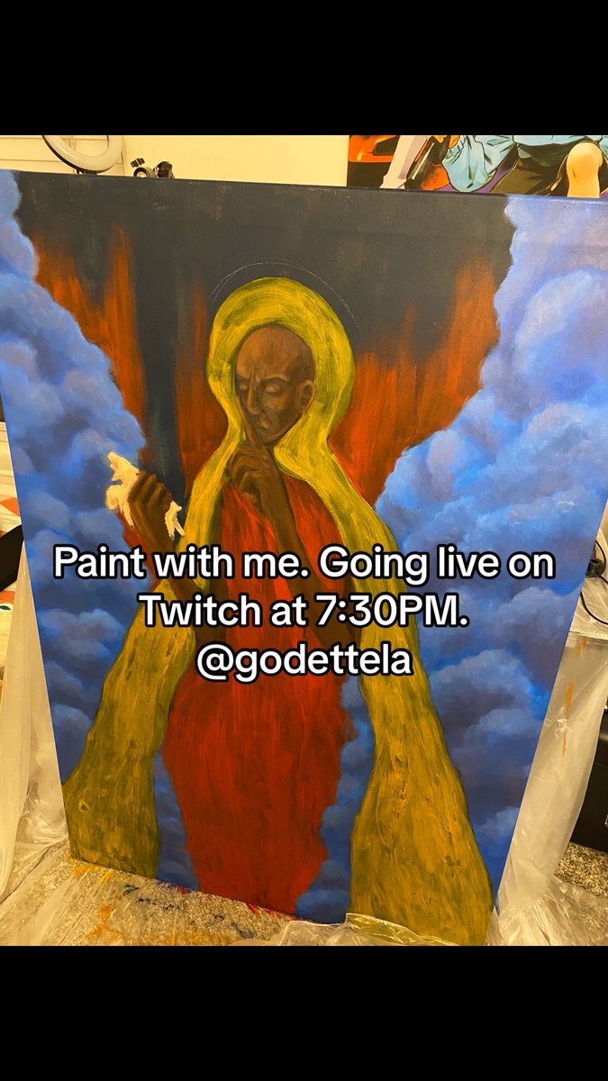 lagodette's tweet photo. Paint with me. Going live on Twitch at 7:30PM. @godettela https://t.co/YNhWHyANWV