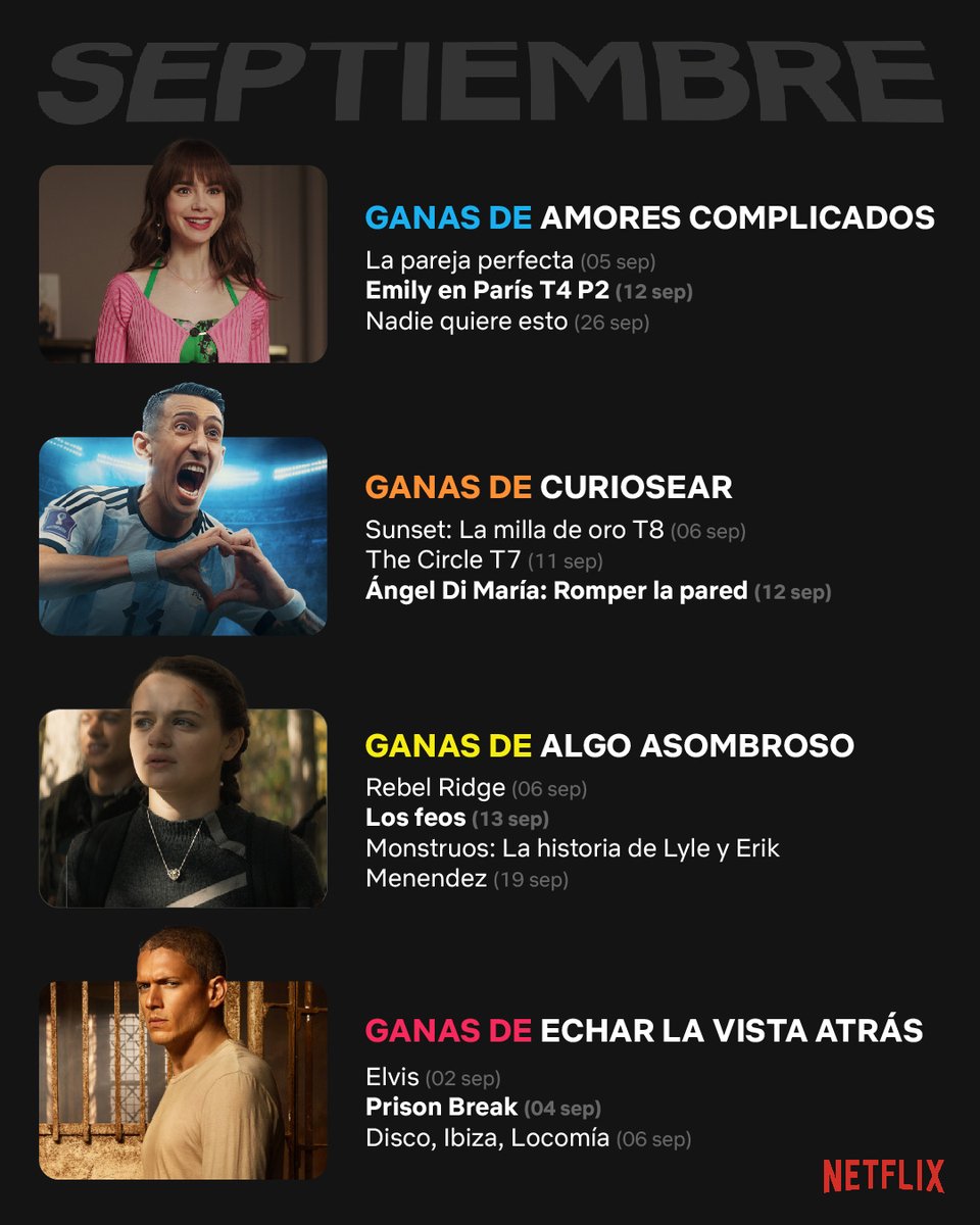 NetflixES's tweet image. Agosto se desvaneció en el tiempo, pero los estrenos de septiembre se están descongelando.