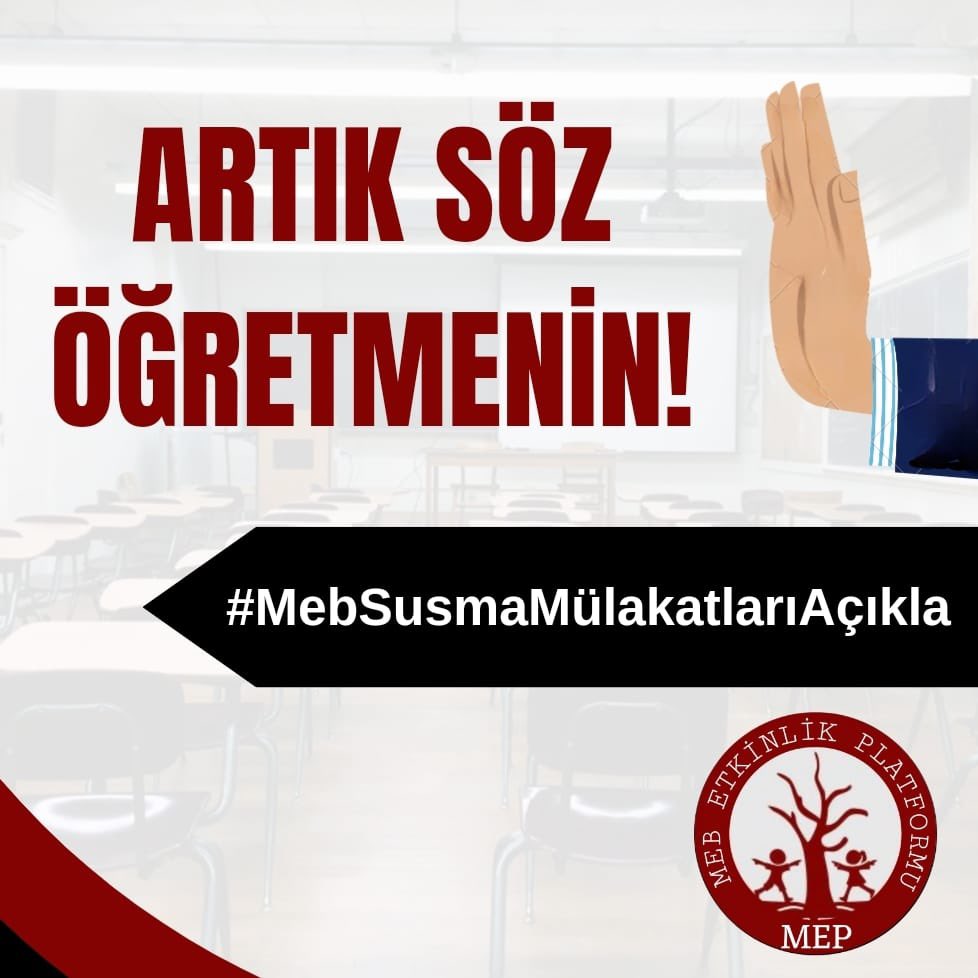 Sayın Bakanımız <a href="/Yusuf__Tekin/">Yusuf Tekin</a> 
Herkes konuşuyor, MEB susuyor. 
Bu suskunluk şüpheler doğuruyor.
Artık yeter.
Mülakatlar biteli 12 gün oldu.
Açıklamak için neyi bekliyorsunuz? Mülakatlar derhal açıklansın, Eylülde göreve başlayalım.
<a href="/cftcblnt/">Bülent ÇİFTCİ</a>
<a href="/tcmeb/">Millî Eğitim Bakanlığı</a> 
#MebSusmaMülakatlarıAçıkla