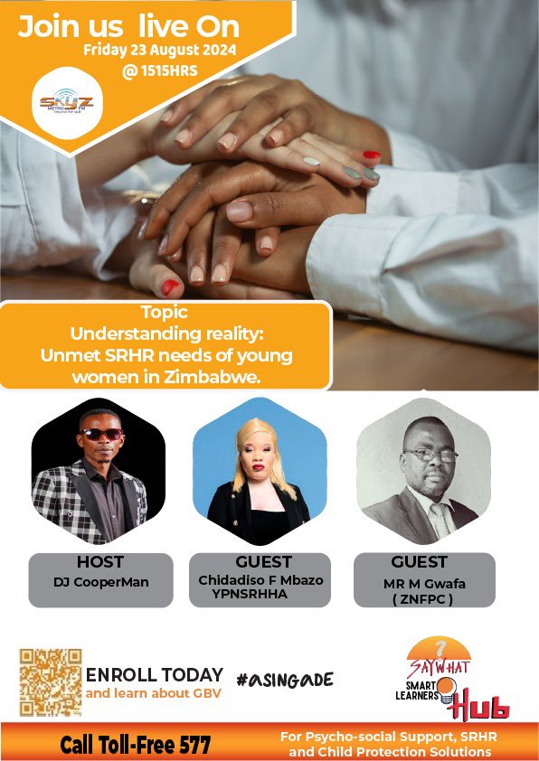 As a young advocate for reproductive health, I will be discussing #UnmetSRHRNeeds of young women in #Zimbabwe tomorrow on <a href="/SkyzMetroFM/">Skyz Metro FM</a> Join the conversation and learn about the unique challenges faced by young women in accessing quality care. #SRHRForAll
<a href="/YPNZimbabwe/">YPNHW Zimbabwe</a> <a href="/SAYWHATOrg/">SAYWHAT</a>