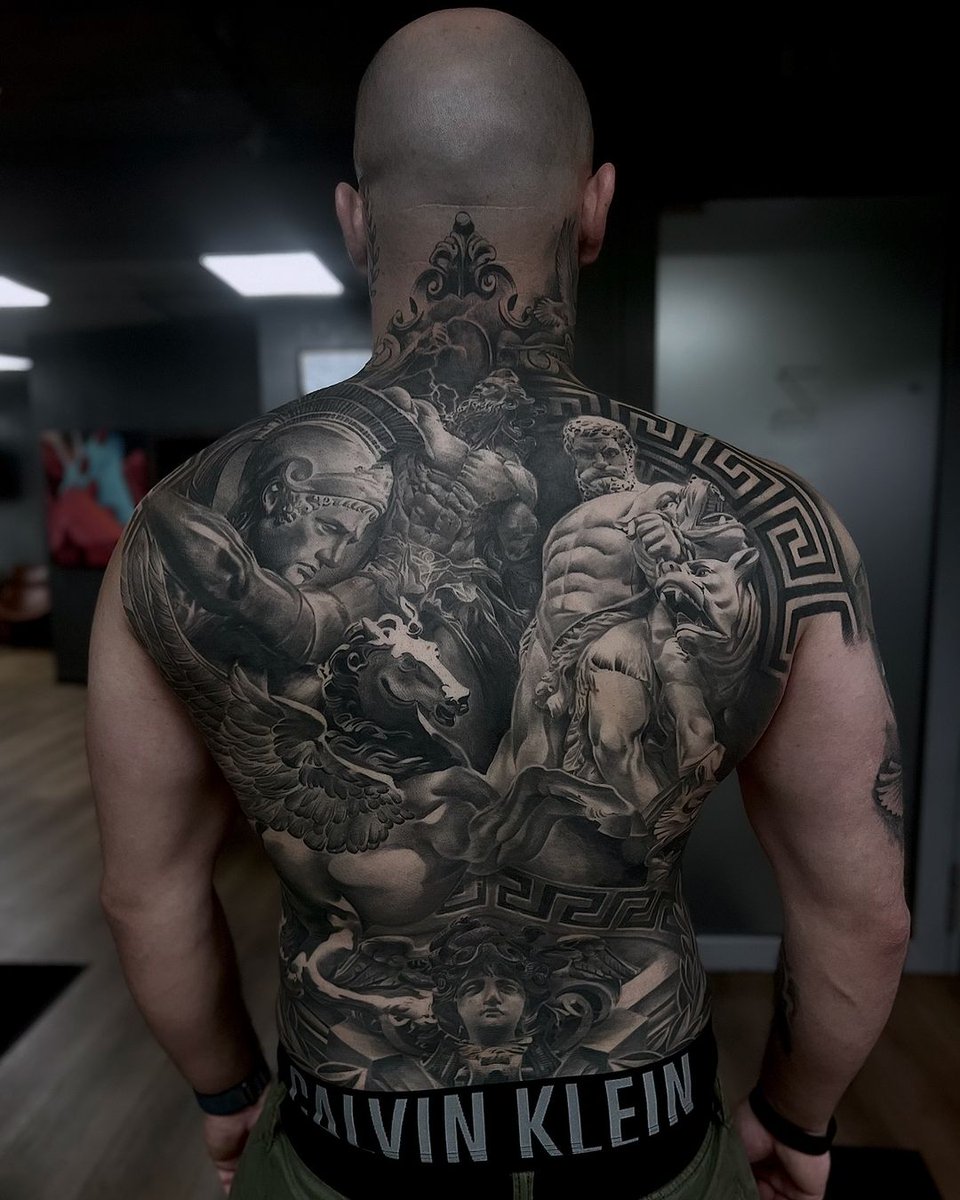 KillerInkTattoo's tweet photo. Superb healed Greek mythology back piece from Jiri Zmetek Vintr using Killer Ink tattoo supplies!

#tattoo #greekmythology https://t.co/1WcMu9uUms