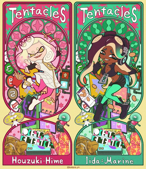 ミュシャ風テンタクルズ#splatoonart 