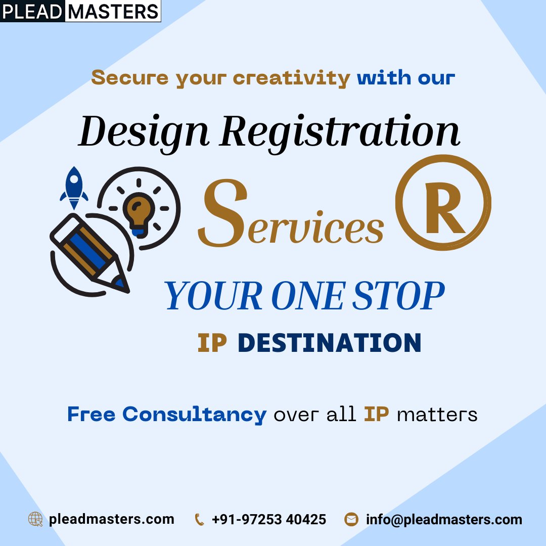 pleadmasters's tweet image. Your creativity deserves protection! Our design registration services ensure that your unique designs are safeguarded.

Contact Us: 
► WhatsApp: +91 97253 40425 📲
► E-Mail: info@pleadmasters.com 📧

#DesignProtection #DesignRegistration 

pleadmasters.com