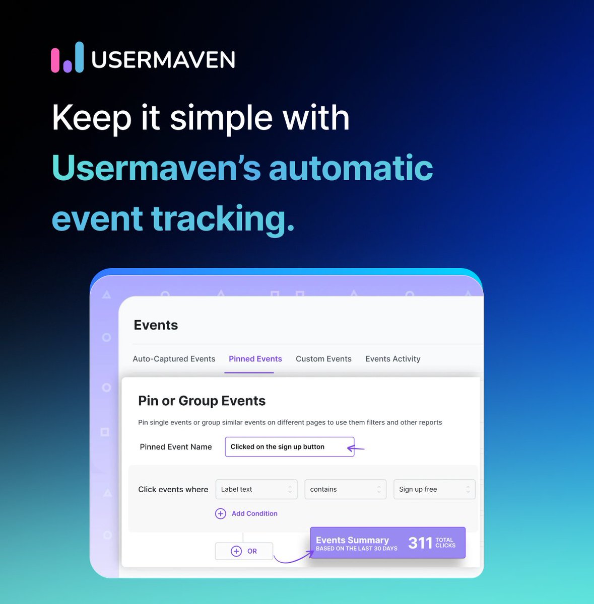 usermaven's tweet image. Why spend time manually tracking users? Usermaven does it for you with no coding needed. 

Automatically captures events, helping you see what works and where to improve.

Discover more at usermaven.com

#Usermaven #EventTracking #UserAnalytics