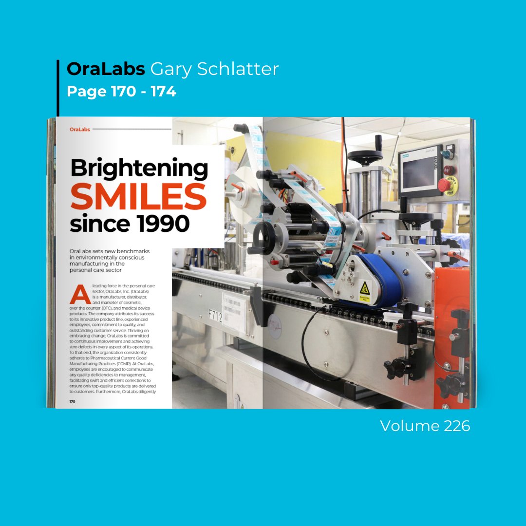 MfgTodayMag's tweet photo. @oralabs a leader in the personal care sector, manufactures, distributes, and markets a wide range of cosmetic, over the counter, and medical device products.

Gary Schlatter, President and CEO, shares insights into the company’s inspiring journey.

https://t.co/zP7iNph0up https://t.co/xb9p39wzaH
