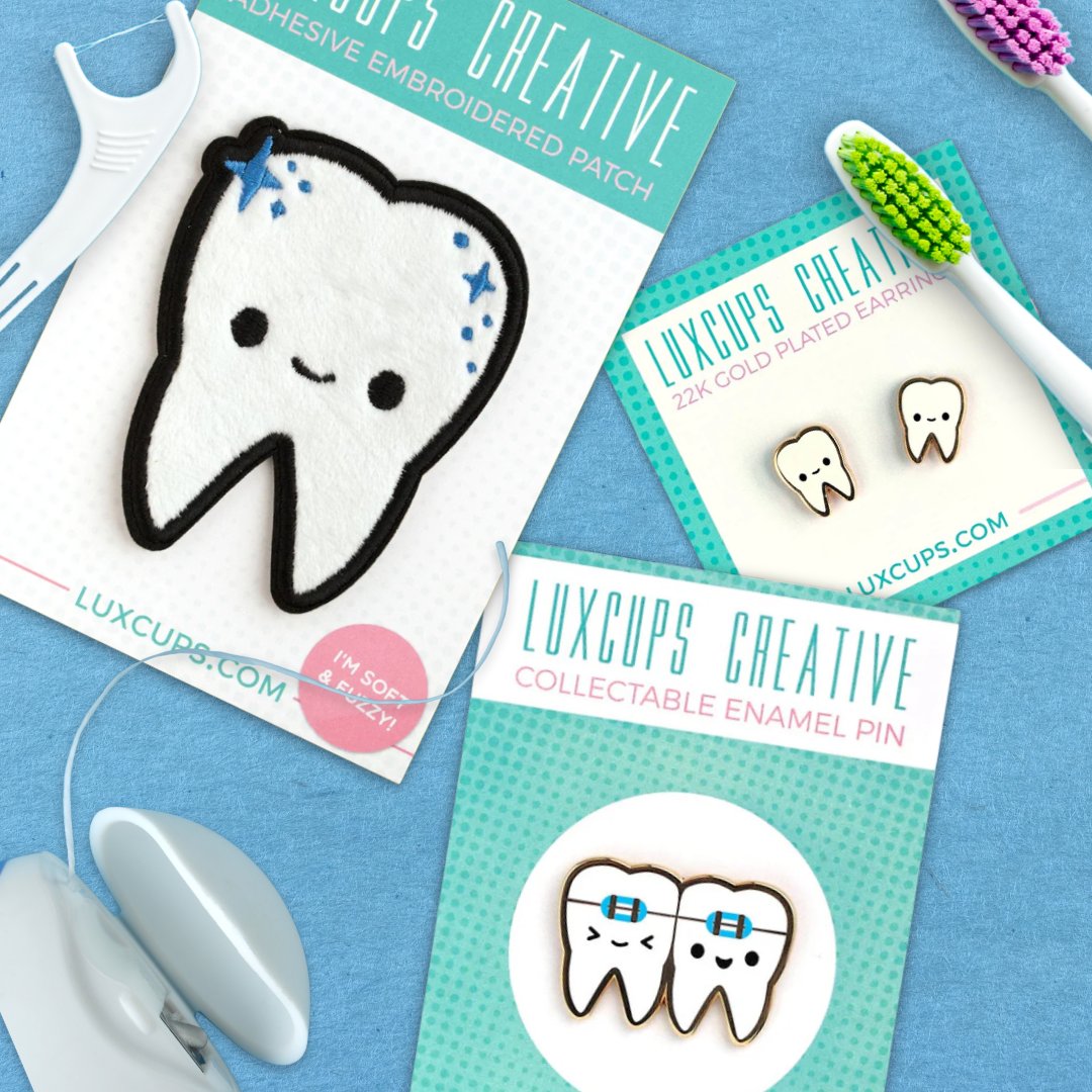 luxcups's tweet photo. Celebrate your teeth in style! Flash a Twinkle Tooth Fuzzy Patch, rock a Brace Face Lapel pin, or dazzle with cute Teeth Earrings. Your smile will be the talk of the town! 😁🦷✨

#SmileWithStyle #DentalFashion #ChicTeeth #ToothTrend #SmileSparkle #FashionableSmile https://t.co/Iaid82tB3j