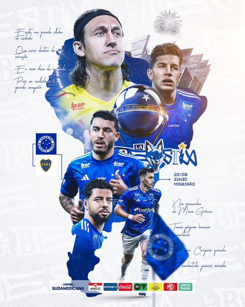 Temos páginas heroicas e imortais 🦊💙

Cruzeiro 🆚 Boca Juniors 
🏆 Sudamericana
🏟 Mineirão
🕢 22.08.2024 | 21H30
🎥 Paramount+ 

#CRUxCABJ #LaBestiaNegra